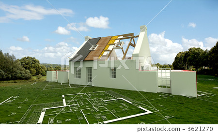 Architecture project in a meadow 3621270