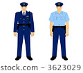Illustration of a police officer wearing a long-sleeved and short-sleeved uniform 3623029