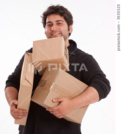 Man struggling with lots of parcels 3630320