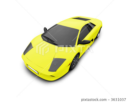Ferrari isolated yellow front view 3631037