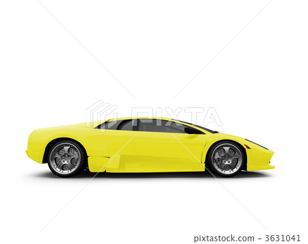 Ferrari isolated yellow side view Ferrari isolated yellow side view 3631041