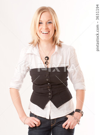 Laughing blonde with vest 3631194