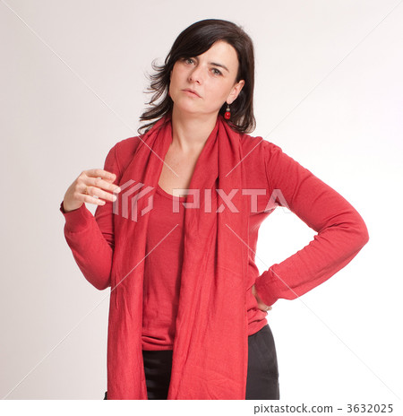Serious pretty brunette in red Serious pretty brunette in red 3632025