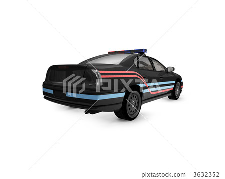 isolated black police car back view 01 3632352