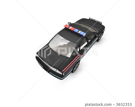 isolated black police car back view 02 3632353