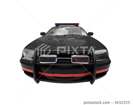 isolated black police car front view 02 3632355