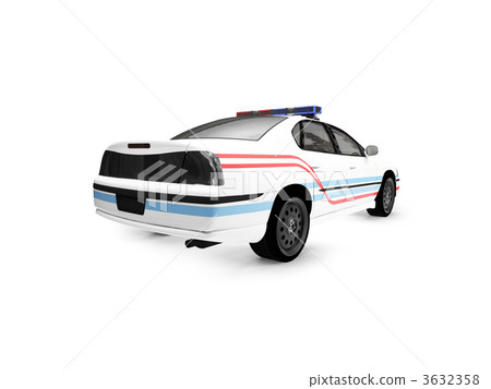 isolated police white car back view 02 3632358