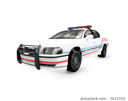 isolated police white car front view 01 3632359