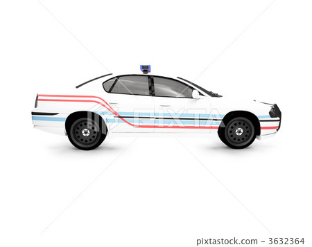 isolated police white car side view 3632364