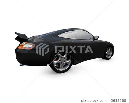 isolated black super car back view isolated black super car back view 3632368