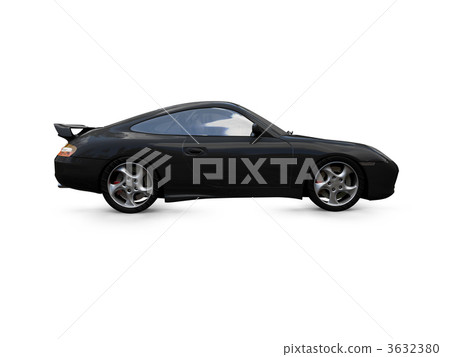 isolated black super car side view 3632380