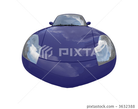 isolated blue super car front view 04 3632388