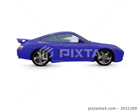 isolated blue super car side view isolated blue super car side view 3632389