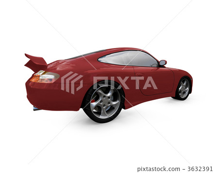 isolated red super car back view isolated red super car back view 3632391
