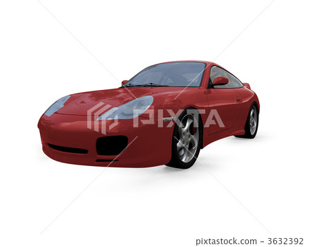 isolated red super car front view 01 3632392
