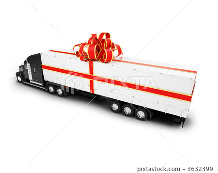 Present truck isolated black-red back view 3632399