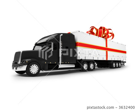Present truck isolated black-red front view Present truck isolated black-red front view 3632400