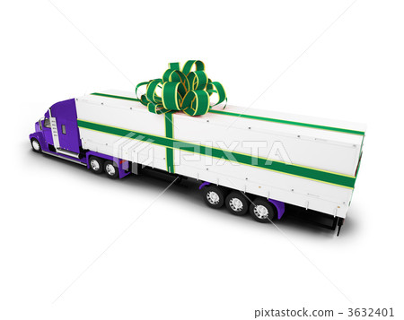 Present truck isolated blue-green back view Present truck isolated blue-green back view 3632401