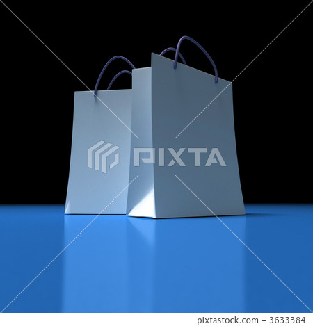 Pair of white shopping bags against a blue background 3633384