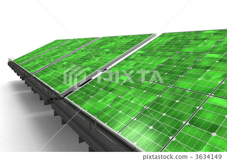Detail of a line of green solar panels 3634149