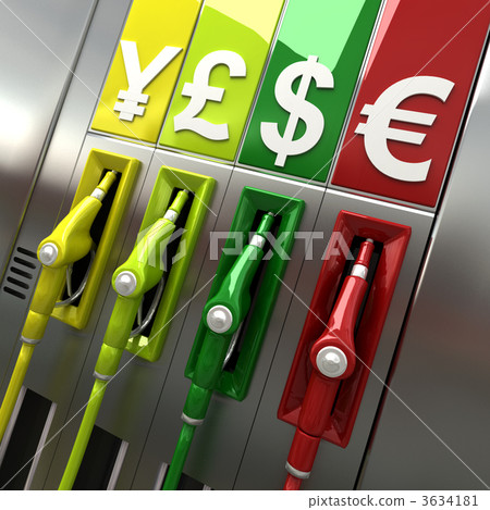 Gas pumps with currency symbols 3634181