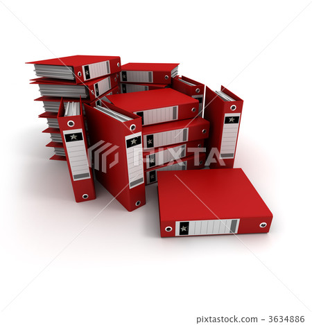 Stacks of red ring binders 3634886