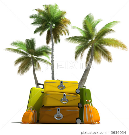 Tropical trip and elegant luggage 3636034