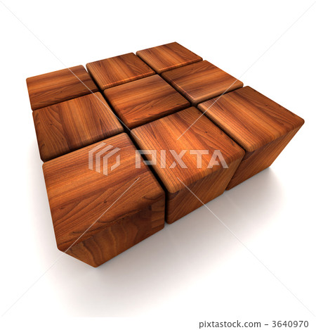 Squared shape made of wooden blocks 3640970