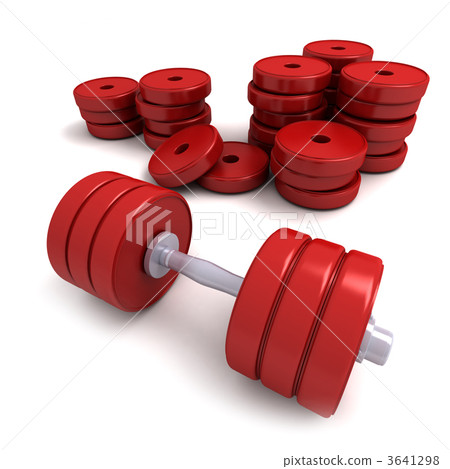 Red dumbbells and heap of weights Red dumbbells and heap of weights 3641298
