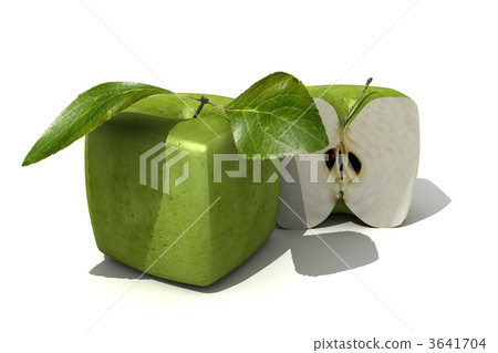 Granny-Smith cubic apple and a half 3641704