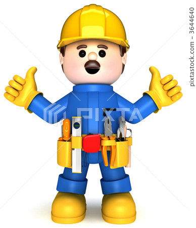 Fully equiped craftsman mascot Fully equiped craftsman mascot 3644640