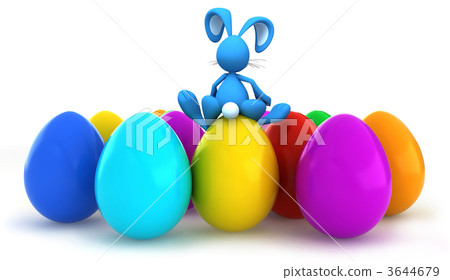Easter bunny sitting on Easter eggs Easter bunny sitting on Easter eggs 3644679