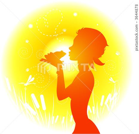 Beautiful girl kissing frog and imagining Prince Charming Beautiful girl kissing frog and imagining Prince Charming 3644878