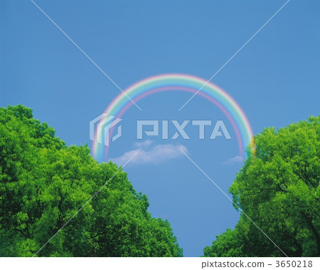 rainbow, blue sky, computer graphic 3650218