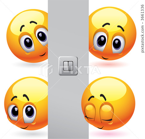 Shy smiling balls behind the wall 3661336
