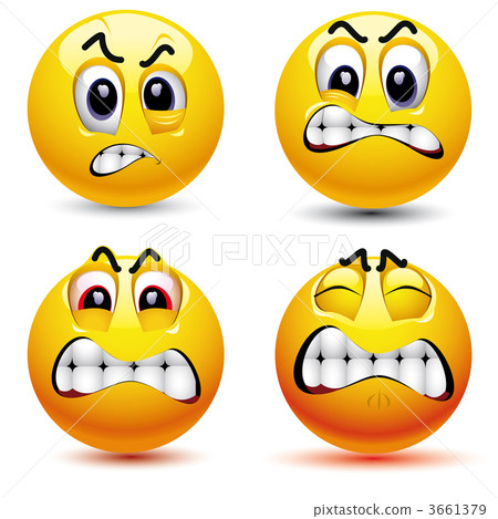 Smiling balls with different face expression of anger 3661379