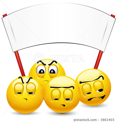 Smiley balls protesting and holding placard 3661403