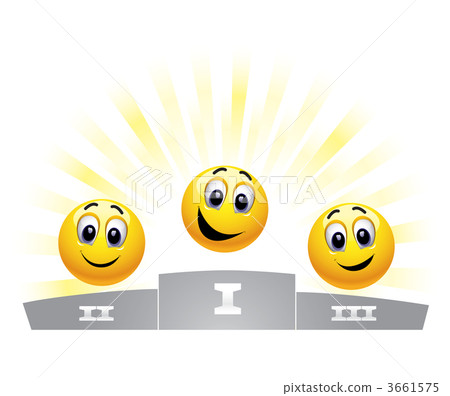 Three smiley balls in the winners podium 3661575