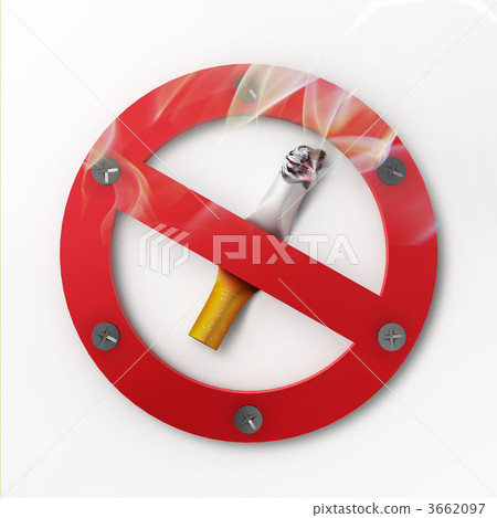 Metal no smoking sign squeezing cigarette 3662097