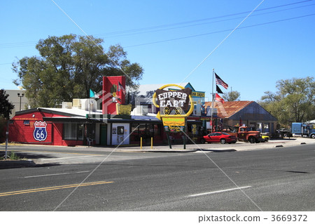 Route 66 and the landscape of the town. Route 66 and the landscape of the town. 3669372