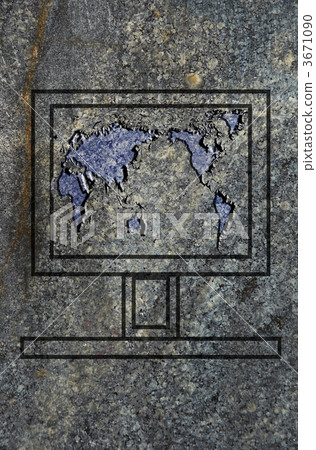 laptop screen with world map on the granit surface laptop screen with world map on the granit surface 3671090