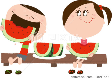 Brother and sister who eats watermelon 3691358