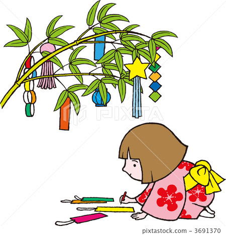 A girl who wishes to write a wish on strips A girl who wishes to write a wish on strips 3691370