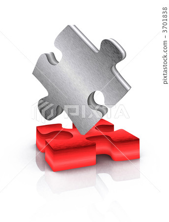 balancing puzzle pieces - 3d illustration balancing puzzle pieces - 3d illustration 3701838