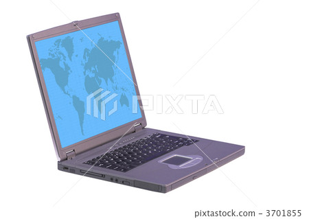 laptop computer with world on screen 3701855