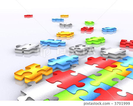 colourful unfinished puzzle - 3d render 2 colourful unfinished puzzle - 3d render 2 3701999