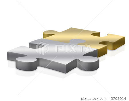 gold and silver puzzle pieces over white gold and silver puzzle pieces over white 3702014