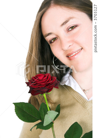 beautiful girl holding a rose 3703127