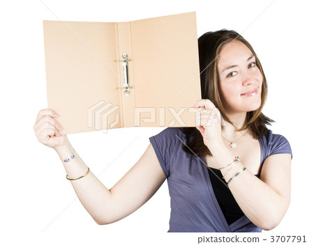 Beautiful woman holding a folder 3707791