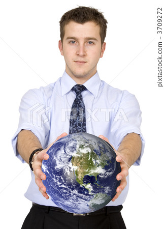 business man holding globe business man holding globe 3709272